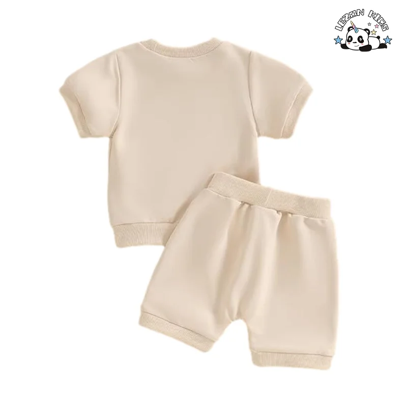 LEZONKIDS - Girl Summer Outfits Short Sleeves T Shirt Shorts Set Toddler Sweatsuit Suit